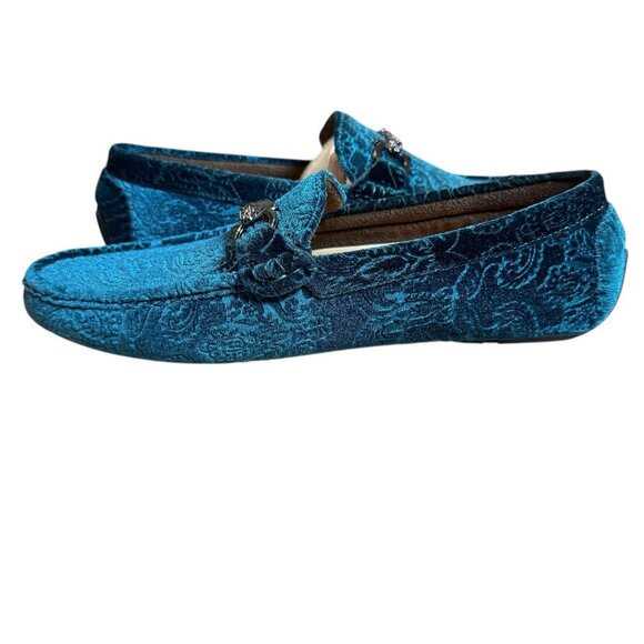 Royal Shoes Green Velvet Loafers Moccasins Men’s Size 9 Shoes New - Picture 3 of 7